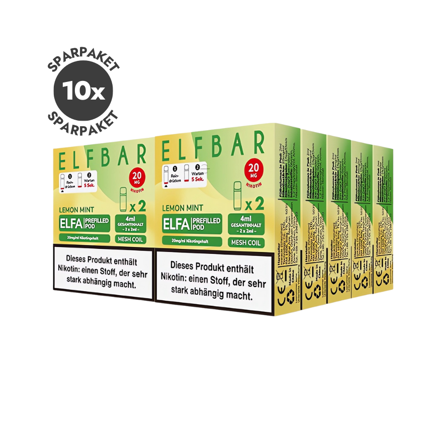 Elfbar ELFA Pods - 10x Lemon Mint | Spar Paket - Smoke & Co.