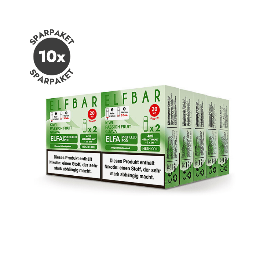 Elfbar ELFA Pods - 10x Kiwi Passionfruit Guava | Spar Paket - Smoke & Co.