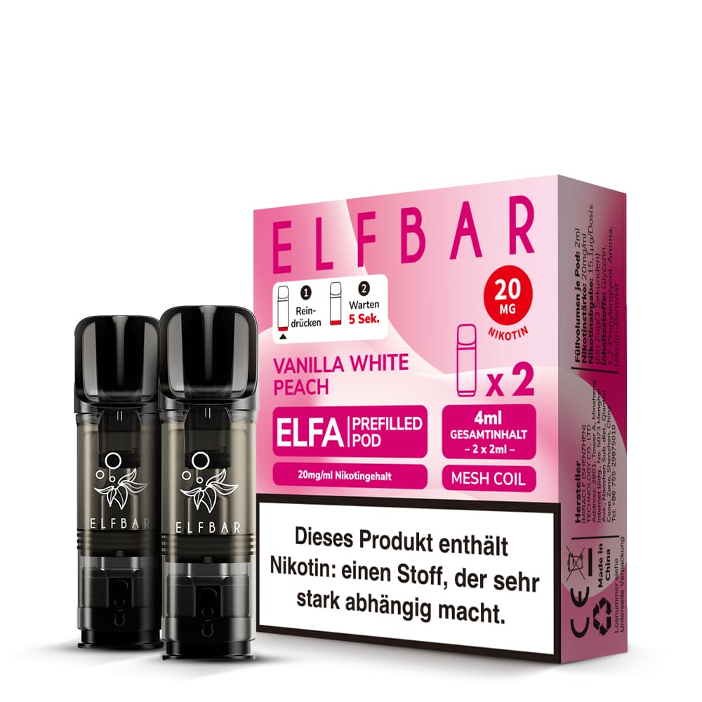 Elfbar ELFA Pods Vanilla White Peach 2er Pack 20mg