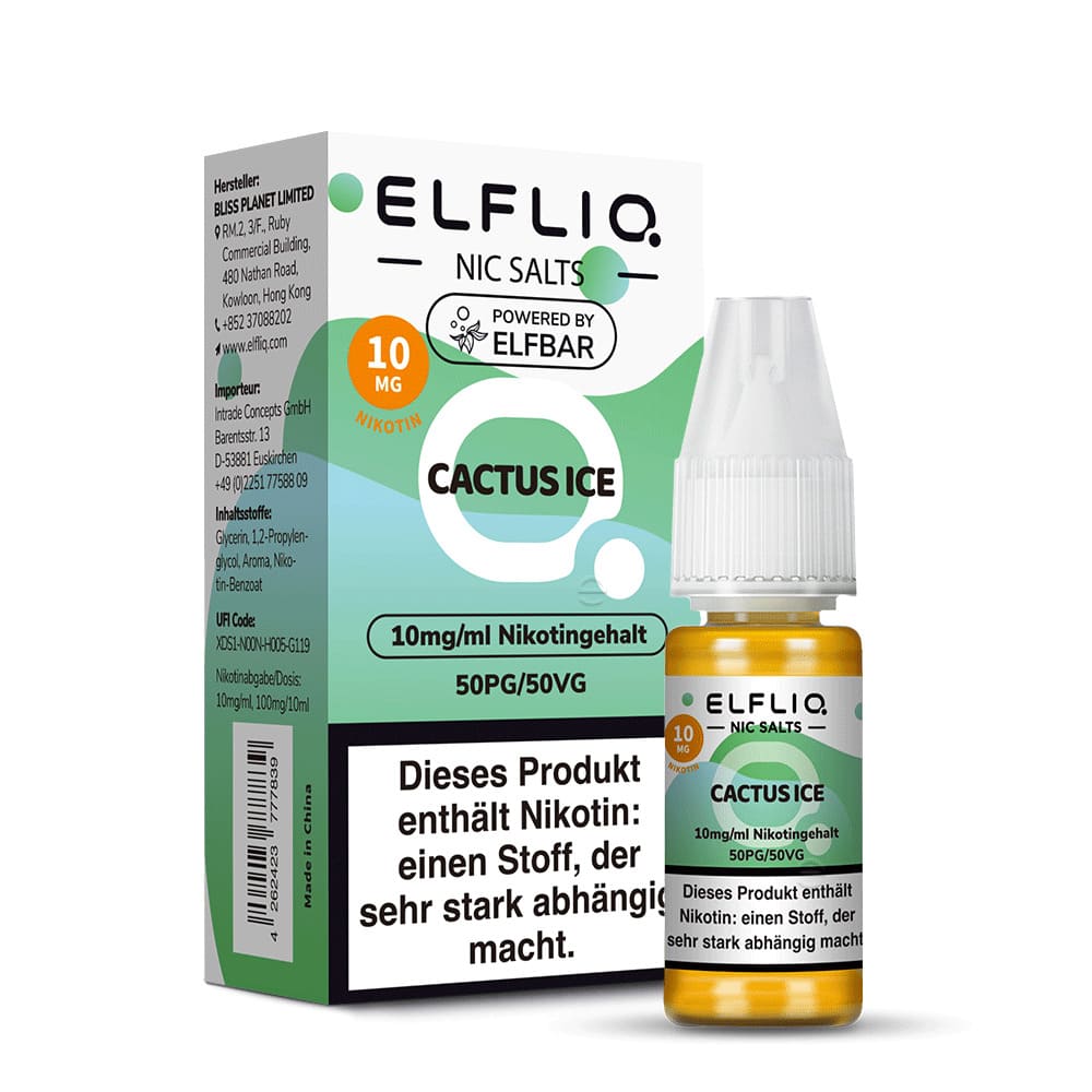 Elfbar ELFLIQ Cactus Ice Verpackung und Flasche 10mg 10ml