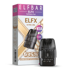 Elfbar ELFX Pro V2 Refillable Pods 0.6 Ohm 3er Pack Verpackung und Pod
