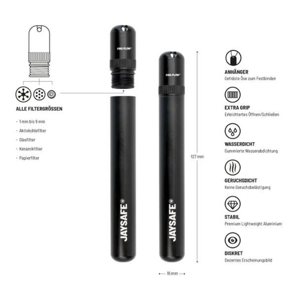 JAYSAFE by FIREFLOW® - Premium Aufbewahrung / Hülle - Schwarz Matt - Smoke & Co.