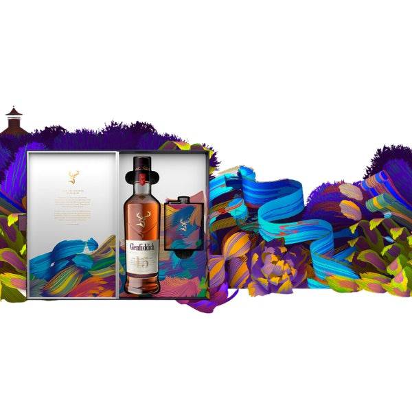 Glenfiddich - 15 Jahre Our Solera Reserve - Geschenkset mit Flachmann - LIMITIERT - 40% Vol.